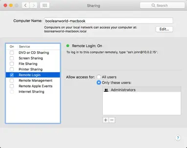 Abe Nøjagtighed chef How to Access Your Mac over SSH with Remote Login - Boolean World