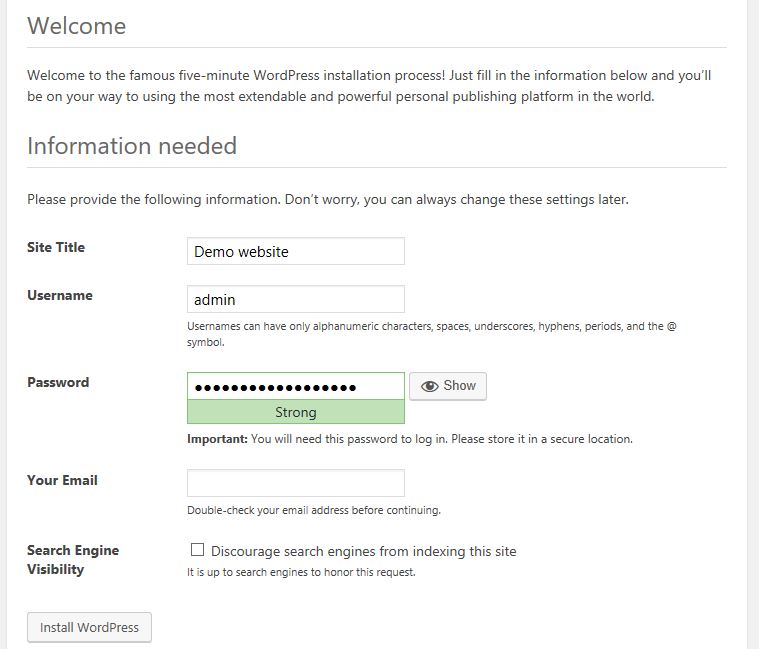 wordpress settings