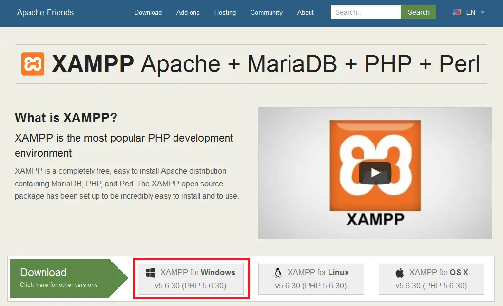 install xampp for windows install xampp for windows
