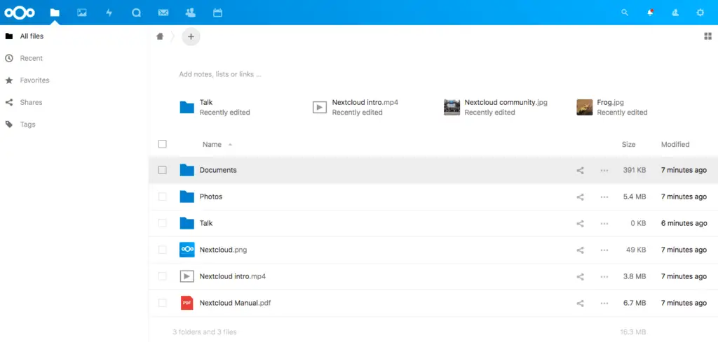 The Nextcloud files app