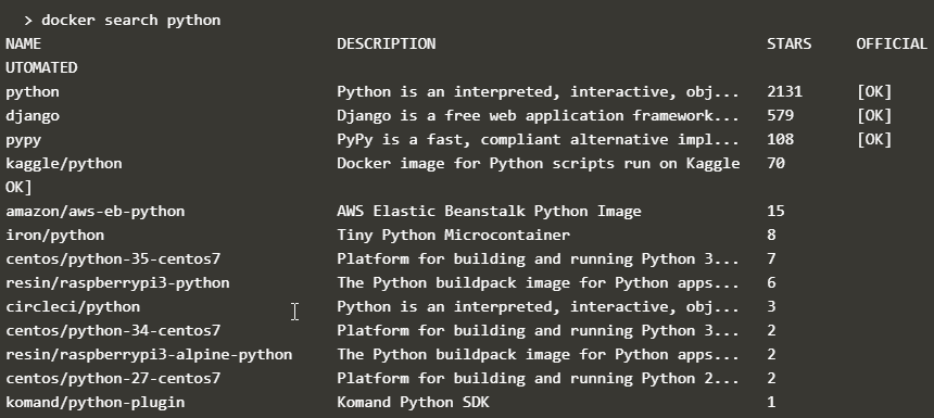 docker search python