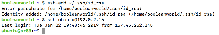 Adding a key's passphrase with ssh-add.