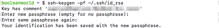 Encrypting an unencrypted key with ssh-keygen.