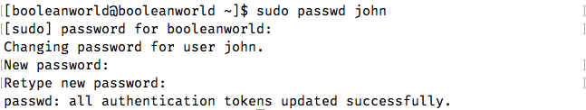 Creating a password for a Linux user using passwd.