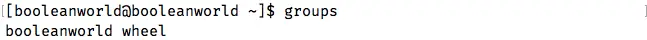 Viewing groups with the "groups" command.